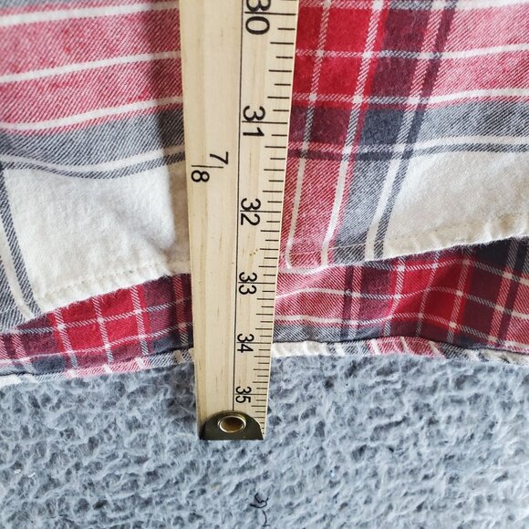 AVA & VIV Top Womens 2X Red Plaid Button-Down Flannel Long Sleeve - Picture 4 of 8